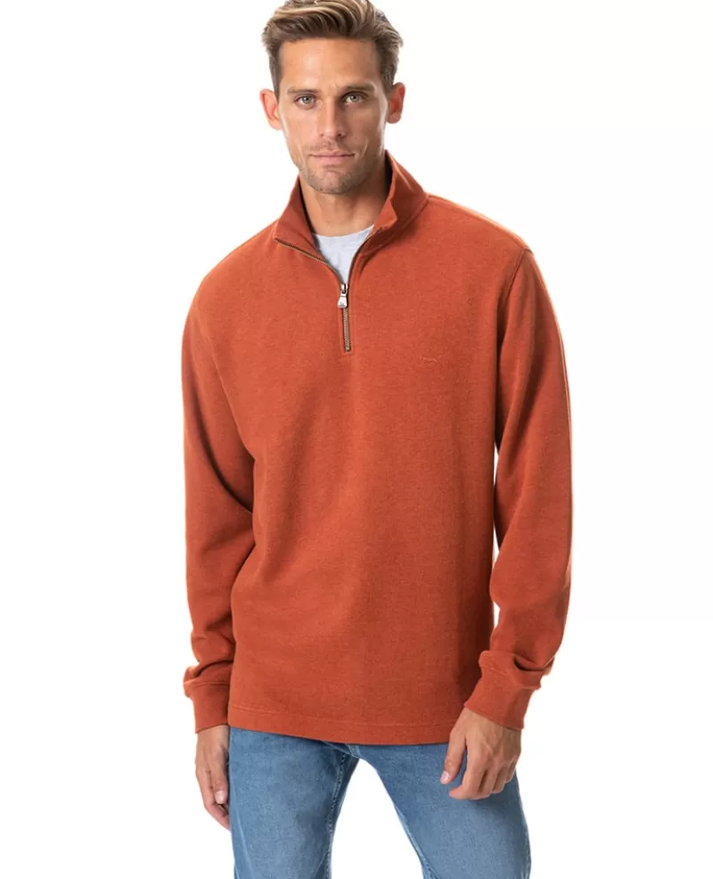 Sweatshirts | Gunn 1/4 Zip Sweatshirts>Rodd & Gunn Alton Ave 1/4 Zip Sweatshirt TERRACOTTA