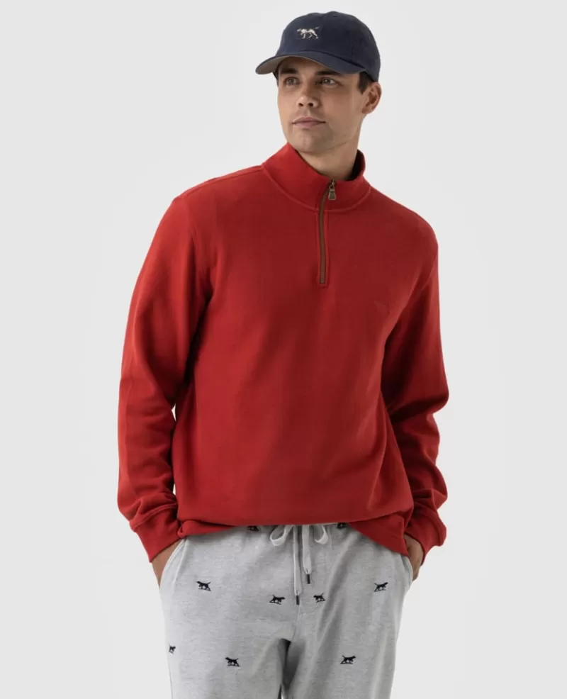 Sweatshirts | Gunn 1/4 Zip Sweatshirts>Rodd & Gunn Alton Ave 1/4 Zip Sweatshirt PAPRIKA