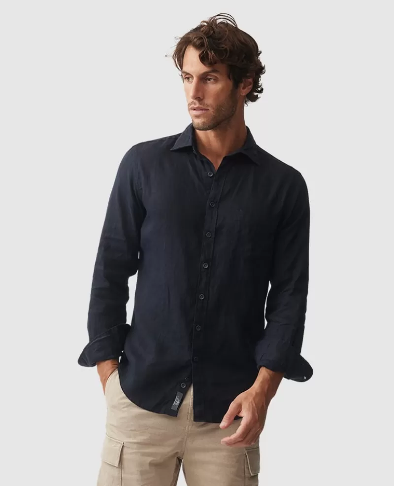 Shirts | Linen>Rodd & Gunn Coromandel Sports Fit Shirt MIDNIGHT