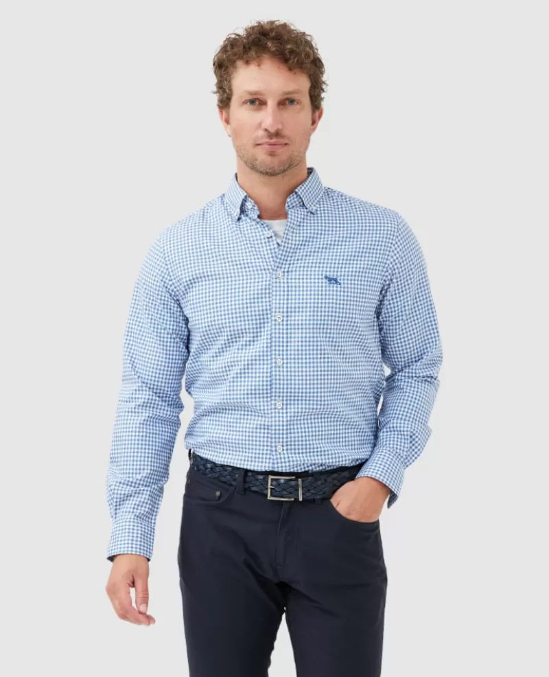 Shirts | Gunn Oxford Shirts>Rodd & Gunn Gunn Check Oxford Sports Fit Shirt SEABLUE